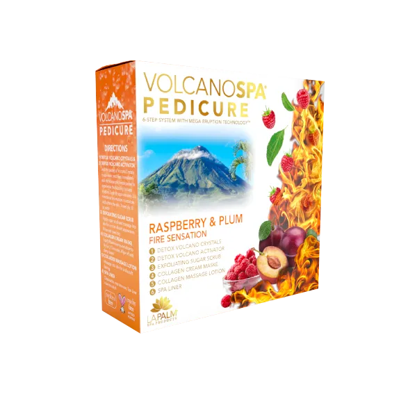 Volcano Spa: 6 Step Pedicure Kit - Raspberry & Plum (Fire Sensation)